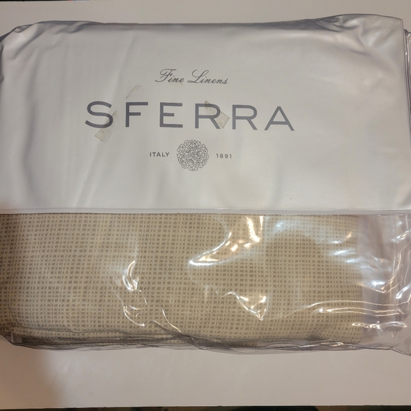 Sferra Bissa King Blanket Cover Nougat  114x93 Fine Linen Cotton - Picture 3 of 4